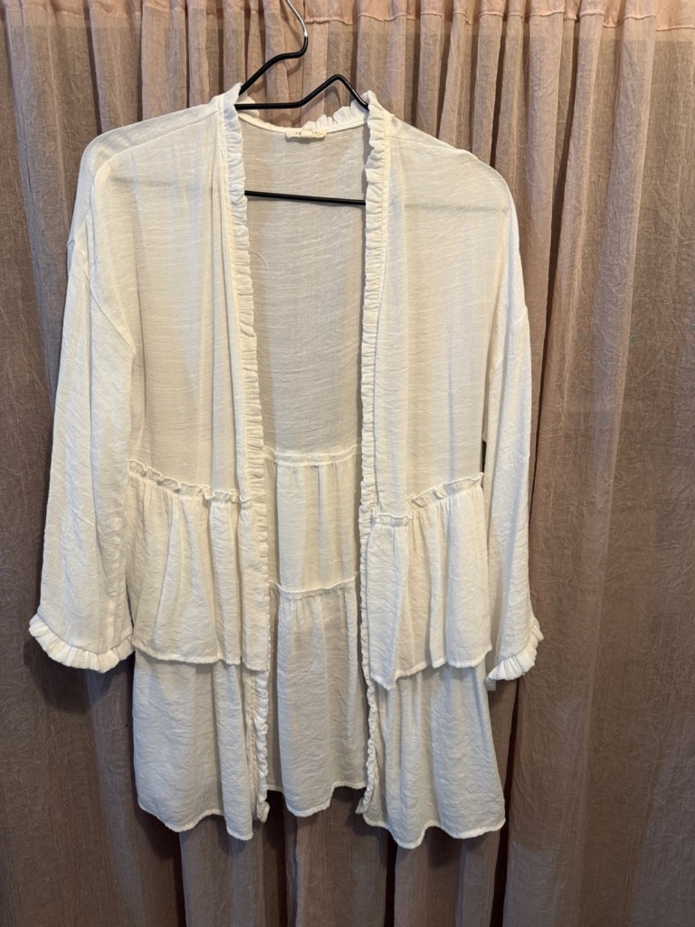 JODIFL Cream Ruffled Open Cardigan